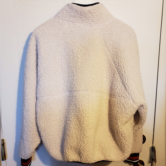 Tommy Hilfiger Sport Sherpa Sweater High Neck Buttons Zipper Pockets Woman Large - Picture 2 of 13